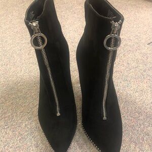 Bar III Black Ankle Boots with Silver Zipper